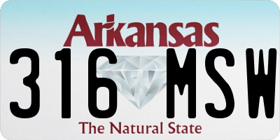 AR license plate 316MSW