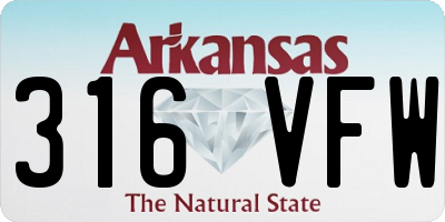 AR license plate 316VFW
