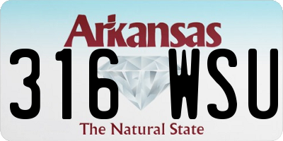 AR license plate 316WSU