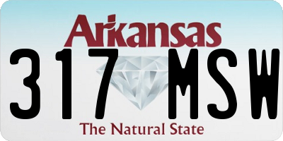 AR license plate 317MSW