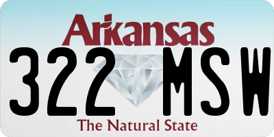AR license plate 322MSW