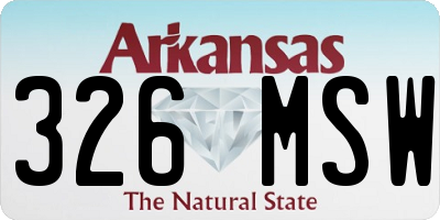 AR license plate 326MSW