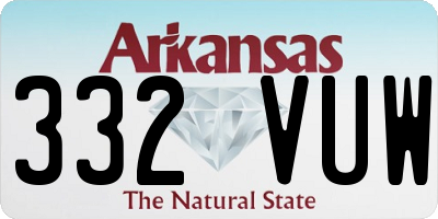 AR license plate 332VUW