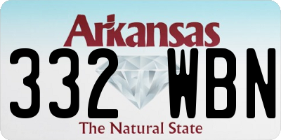 AR license plate 332WBN