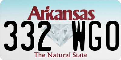 AR license plate 332WGO
