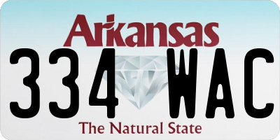 AR license plate 334WAC