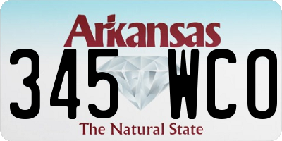 AR license plate 345WCO