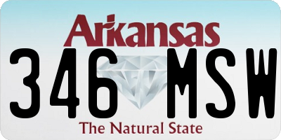 AR license plate 346MSW