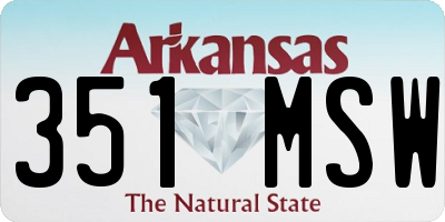 AR license plate 351MSW