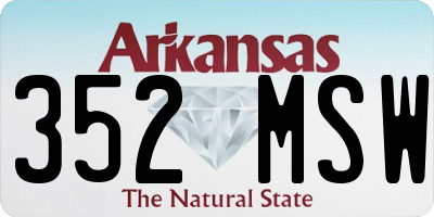 AR license plate 352MSW