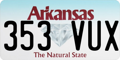 AR license plate 353VUX