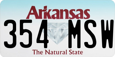 AR license plate 354MSW
