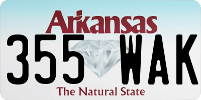 AR license plate 355WAK