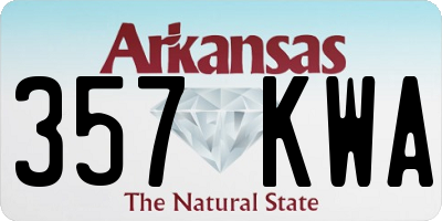 AR license plate 357KWA