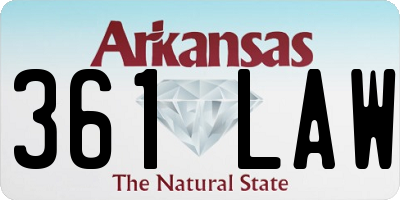 AR license plate 361LAW