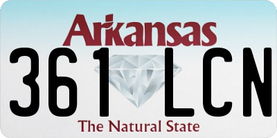 AR license plate 361LCN