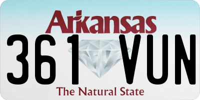 AR license plate 361VUN