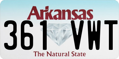 AR license plate 361VWT