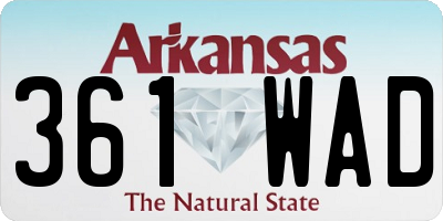 AR license plate 361WAD