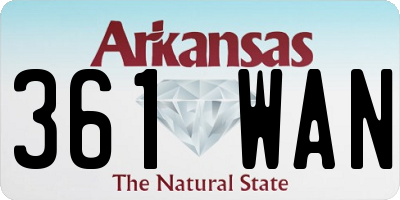 AR license plate 361WAN