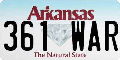 AR license plate 361WAR