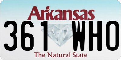 AR license plate 361WHO