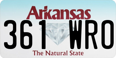 AR license plate 361WRO
