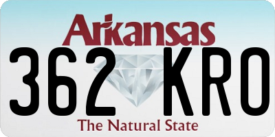 AR license plate 362KRO