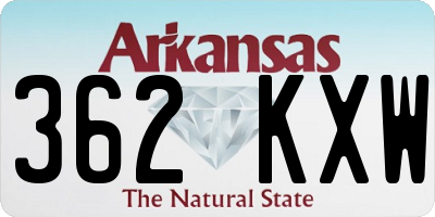 AR license plate 362KXW