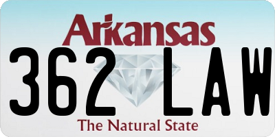 AR license plate 362LAW