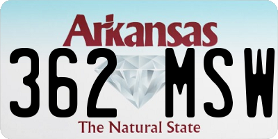 AR license plate 362MSW