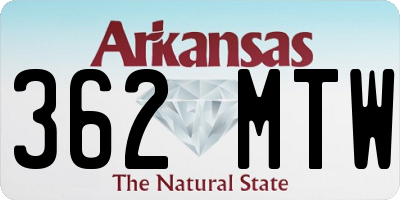 AR license plate 362MTW