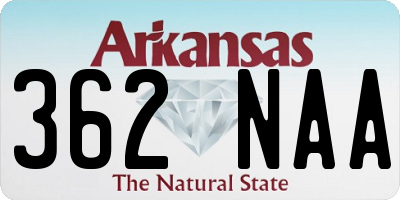 AR license plate 362NAA