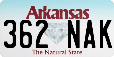 AR license plate 362NAK