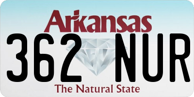AR license plate 362NUR