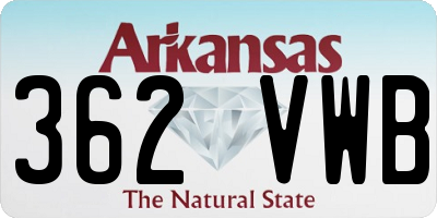 AR license plate 362VWB