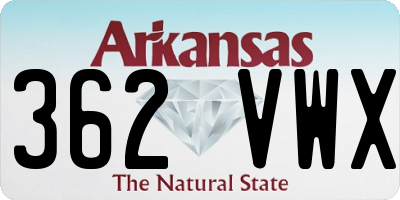 AR license plate 362VWX