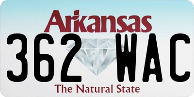 AR license plate 362WAC