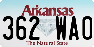 AR license plate 362WAO
