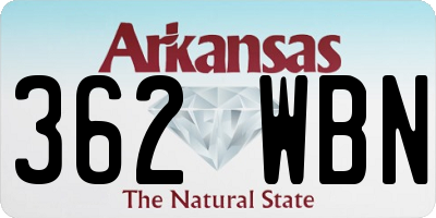 AR license plate 362WBN