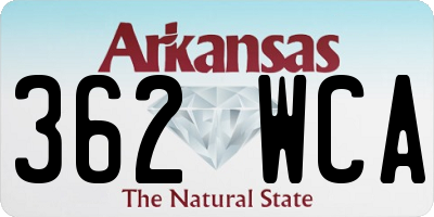 AR license plate 362WCA