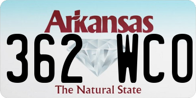 AR license plate 362WCO