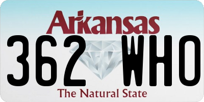 AR license plate 362WHO