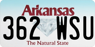 AR license plate 362WSU