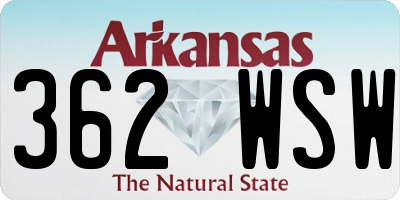 AR license plate 362WSW