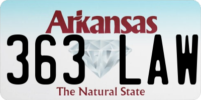 AR license plate 363LAW