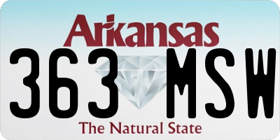 AR license plate 363MSW