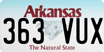 AR license plate 363VUX