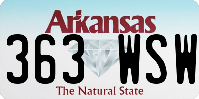AR license plate 363WSW