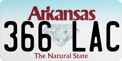 AR license plate 366LAC